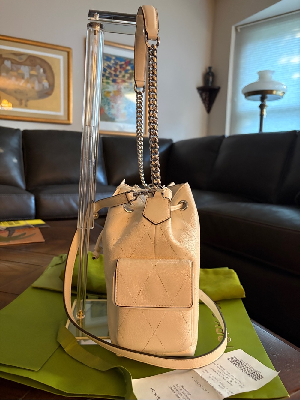 BRAND NEW - COMPLETE BOUTIQUE SET Sold-Out Tory Burch Charlie Bag - Light Cream - Picture 5 of 5